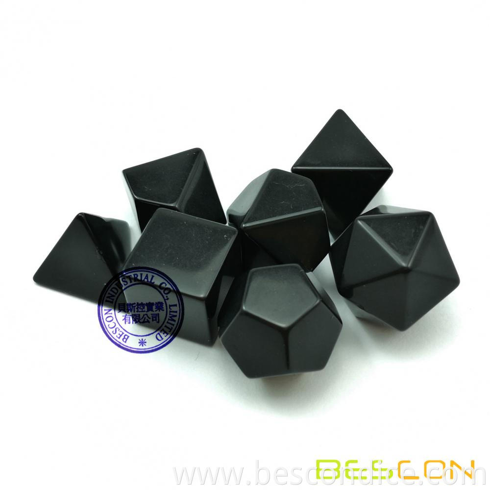 Opaque 16mm Polyhedral Black Set Of 6 Blank Dice 3